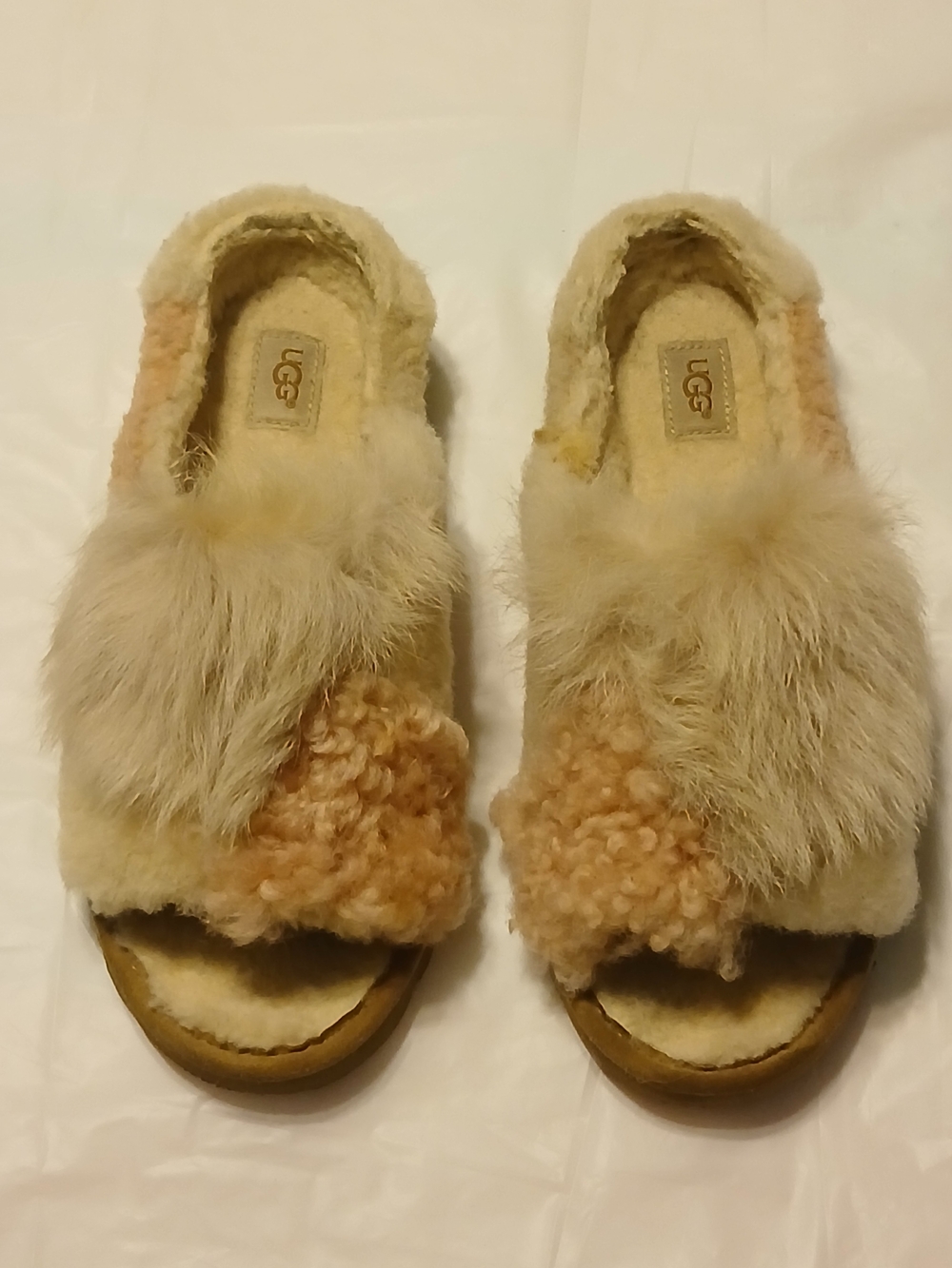 UGG Cozy Shearling Slide Sandals in Beige, Cream & Dusty Rose